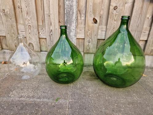 3 Grote wijn flessen, 10+ 20+ 30ltr. + meer tuin brocante., Antiek en Kunst, Curiosa en Brocante, Ophalen of Verzenden
