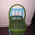 Vintage groene rieten flessenmand, Huis en Inrichting, Woonaccessoires | Schalen en Manden, Ophalen, Gebruikt, Mand, Riet