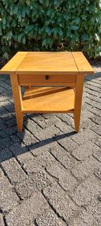 Blank Antiek / massief eiken tafel /bijzet / nachtkast, 45 tot 60 cm, Gebruikt, Rechthoekig, Hout