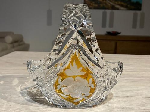 Hoogwaardige Kristallen Amberkleurige Fruitmand Met Draagarm, Antiek en Kunst, Antiek | Glas en Kristal, Ophalen of Verzenden