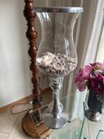 Windlicht glas zilver rand - 60 cm hoog, Ophalen, Overige kleuren, 50 tot 75 cm, Nieuw