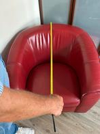 2 Rode leren fauteuils, Huis en Inrichting, Ophalen, Zo goed als nieuw, 50 tot 75 cm, Leer