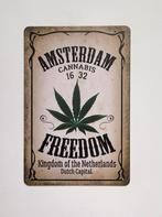 Amsterdam Cannabis Freedom reclamebord van metaal deco, Huis en Inrichting, Info@deconoord.nl, Deco Noord, Nieuw, Ophalen of Verzenden