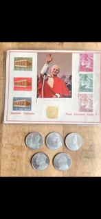 5x Penningen Paus Vaticaan met postzegels, Postzegels en Munten, Ophalen of Verzenden, Buitenland, Munten