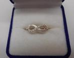 Zilveren Infinity ring met steentjes maat krap 16 nr.308, Verzenden, Dame, Zilver, Zilver
