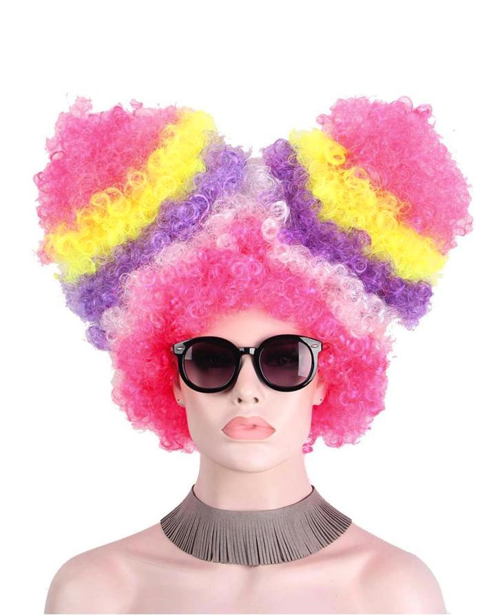 Pruik Krullen Roze Paars Wit Geel Staarten Suikerspin Afro, Kleding | Dames, Carnavalskleding en Feestkleding, Nieuw, Accessoires