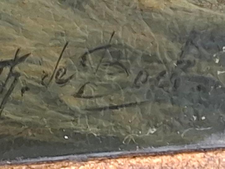 Theophiel de Bock - Vissersboten op onrustig water, Antiek en Kunst, Kunst | Schilderijen | Klassiek, Ophalen of Verzenden