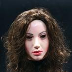 Dames Gezicht Masker Met Bruine Pruik Vrouwen Hoofd Latex, Hobby en Vrije tijd, Verzenden, Nieuw, Feestartikel