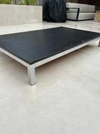 Lage design salontafel zwart met zilveren poot, Ophalen