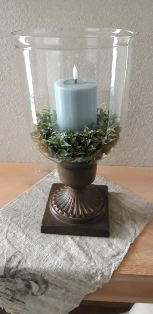"Zeer Mooi Landelijk Windlicht + Kandelaar" / Nieuwstaat!, Huis en Inrichting, Woonaccessoires | Kandelaars en Kaarsen, Zo goed als nieuw