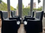 4 eetkamerstoelen, Huis en Inrichting, Stoelen, Ophalen, Gebruikt, Blauw, Leer
