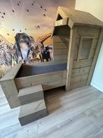 Stevig steiger houten bed + bijpassende kast, Ophalen, Gebruikt, 180 cm of meer, 85 tot 100 cm