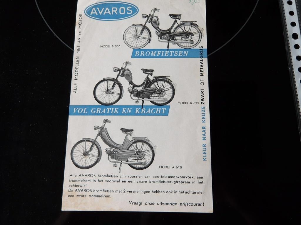 Folder Avaros Bromfietsen 1955, Verzenden