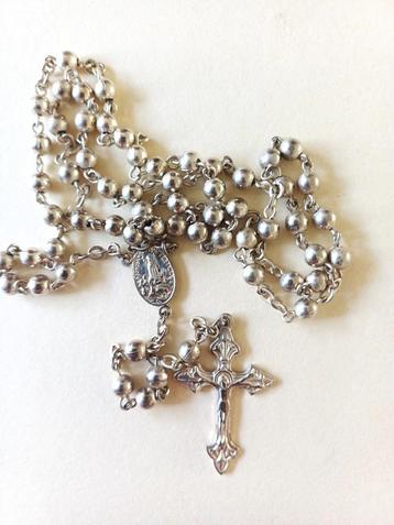 Vintage rozenkrans uit Fatima, Portugal, verzilverd beschikbaar voor biedingen
