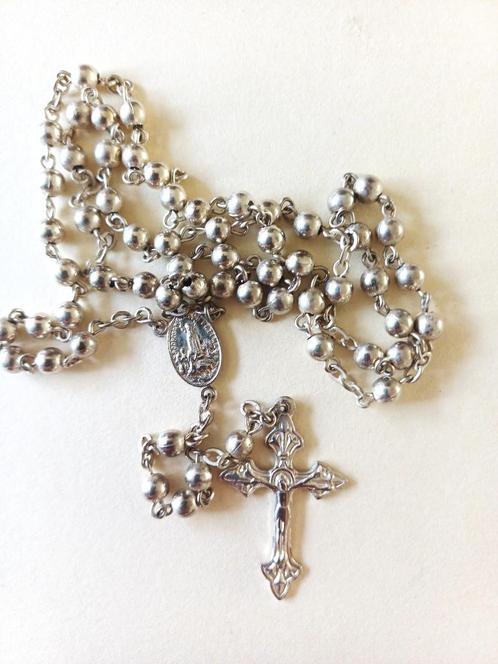 Vintage rozenkrans uit Fatima, Portugal, verzilverd, Sieraden, Tassen en Uiterlijk, Kettingen, Zo goed als nieuw, Overige materialen