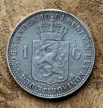 1 gulden 1901 Wilhelmina beschikbaar voor biedingen