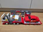 Playmobil truck met dieplader en rode sportwagen, Ophalen of Verzenden, Gebruikt