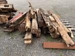 Oude eiken gebinten ±100 jaar oud – 7m en 2,5m balken, Doe-het-zelf en Verbouw, Hout en Planken, Ophalen, 25 tot 50 mm, Eiken