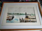 Aquarel Henk Homburg - Ingelijst met Passepartout afm 40x60, Antiek en Kunst, Kunst | Tekeningen en Foto's, Ophalen of Verzenden
