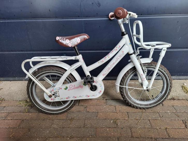 Volare Liberty meisjesfiets 14 inch met leuke bloemetjes, Fietsen en Brommers, Fietsen | Meisjes, Gebruikt, 14 inch of minder