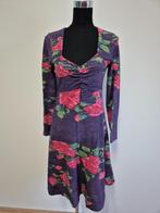 J484 - Paarse Lien & Giel bloemenjurk maat S (1), Kleding | Dames, Jurken, Maat 38/40 (M), Paars, Ophalen of Verzenden, Zo goed als nieuw