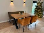Eetkamertafel met bank, stoelen en salontafel, Huis en Inrichting, Ophalen, Gebruikt, 100 tot 150 cm, Metaal