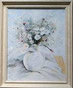 Vaas met bloemen Olieverf, Antiek en Kunst, Ophalen of Verzenden