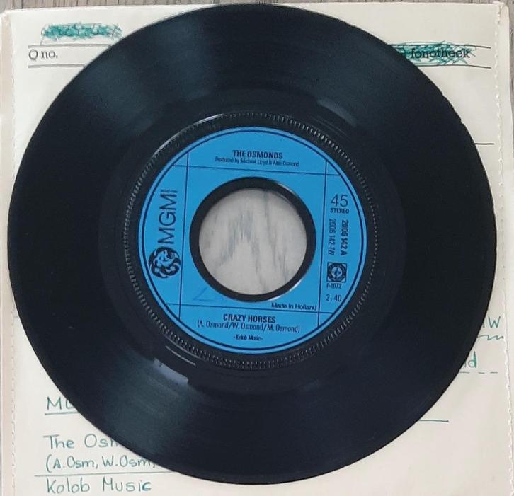 The Osmonds ‎– Crazy Horses, Cd's en Dvd's, Vinyl Singles, Single, Pop, 7 inch, Ophalen of Verzenden