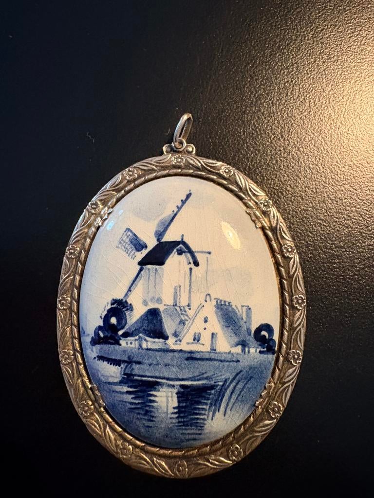 Delft blauw hanger ketting, Ophalen of Verzenden