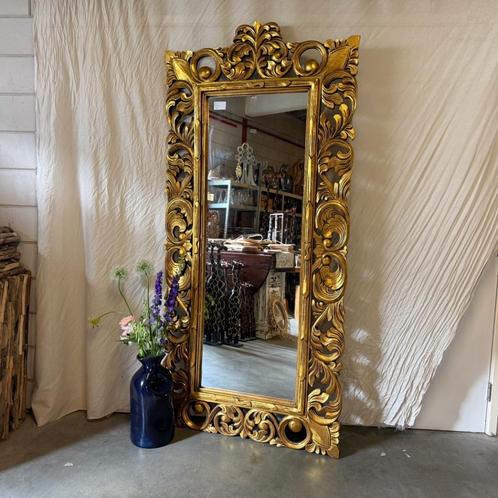 Barok spiegel – houten lijst goud - 210 x 100 cm- TTM Wonen, Huis en Inrichting, Woonaccessoires | Spiegels, Nieuw, 100 tot 125 cm