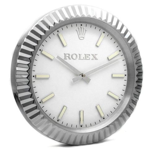 NIEUW!! Day-date, Silver | Wandklok, Huis en Inrichting, Woonaccessoires | Klokken, Nieuw, Wandklok, Analoog, Ophalen of Verzenden