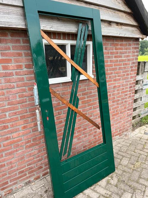 Nieuwe hardhouten buitendeur donkergroen, Doe-het-zelf en Verbouw, Deuren en Horren, Buitendeur, 200 tot 215 cm, 80 tot 100 cm