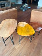3 kleine tafeltjes, Huis en Inrichting, Tafels | Bijzettafels, Minder dan 55 cm, Gebruikt, Rond, Ophalen