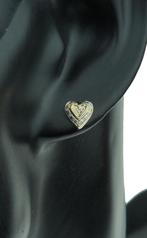 Diamanten 14k gouden hart oorbellen dames stekers, Voordeelsieraden, Ophalen of Verzenden, Zo goed als nieuw, Met edelsteen