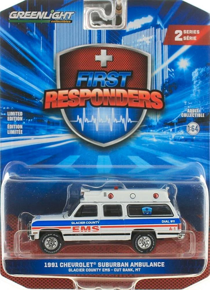 1991 Chevrolet Suburban Ambulance van Greenlight 1/64 EMS, Hobby en Vrije tijd, Modelauto's | Overige schalen, Nieuw, Auto, Ophalen of Verzenden