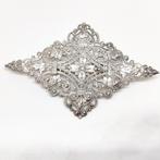 Zeer fraaie zilveren opgewerkte vintage floral broche, Ophalen of Verzenden, Zilver