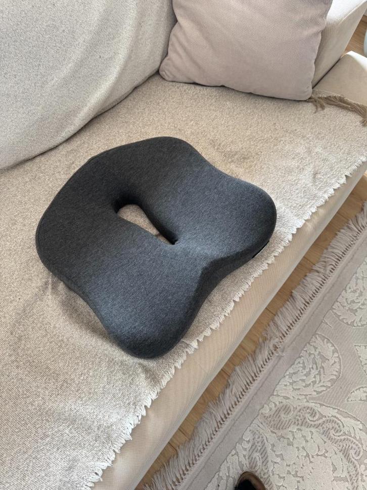 Zitkussen van traagschuim - donkergrijs, Huis en Inrichting, Woonaccessoires | Kussens, Zo goed als nieuw, Grijs, Vierkant, Ophalen