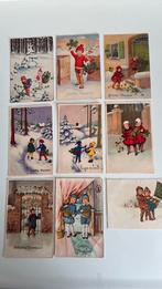 9 kaarten kinderen. Kerst/nieuwjaar. Ca. 1930.Ook p.st, Ophalen of Verzenden, 1920 tot 1940, Feest(dag)