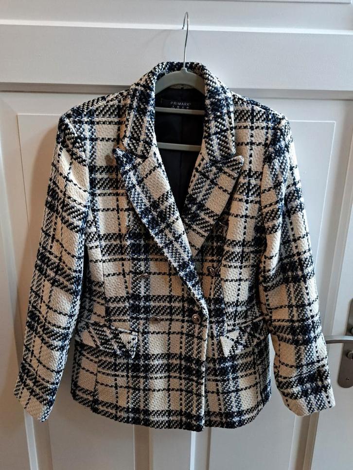 Bouclé Colbert Primark - Maat 36, Kleding | Dames, Jasjes, Kostuums en Pakken, Nieuw, Jasje, Maat 36 (S), Blauw, Ophalen of Verzenden