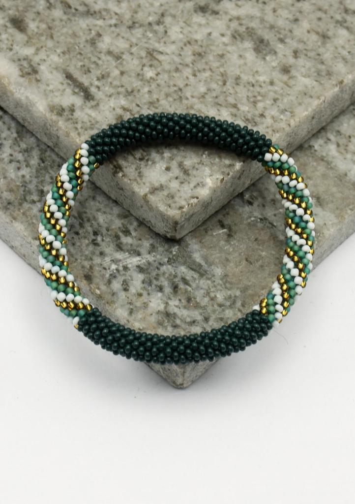 Glaskralen armband - groen en meerkleurig - RB140, Sieraden, Tassen en Uiterlijk, Armbanden, Nieuw, Overige materialen, Overige kleuren