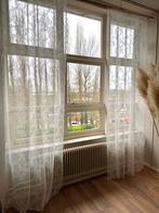 Witte vitrage met bloemenprint, Huis en Inrichting, Ophalen, 100 tot 150 cm, 200 cm of meer, Wit