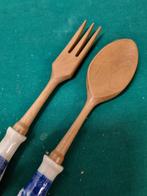 Slabestek Lepel en vork hout met keramiek handgreep, Ophalen of Verzenden