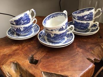 6 kop en schotels olde Engeland Royal Tudor Ware 