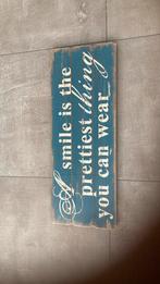 Vintage look houten bord, blauw, met tekst., Nieuw, Ophalen