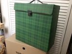 Vintage lp koffer groen geruit /  langspeelplaten koffer., Ophalen, Zo goed als nieuw