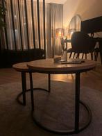 Set van 2 Mango Houten Tafeltjes, Huis en Inrichting, Ophalen, Minder dan 45 cm, Minder dan 55 cm, Rond