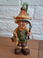 Herfst beeldje. Polystone. Popje met bloemhoed, maïs. H15cm., Ophalen of Verzenden, Zo goed als nieuw, Mens
