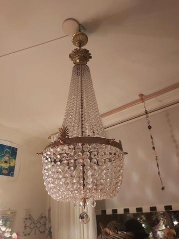 Grote antieke empire bronzen kristallen kroonluchter  beschikbaar voor biedingen