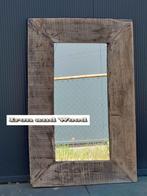Grote spiegel -stoere oud eiken wagonplanken lijst afm 87x56, Ophalen, Gebruikt, Minder dan 100 cm, Rechthoekig