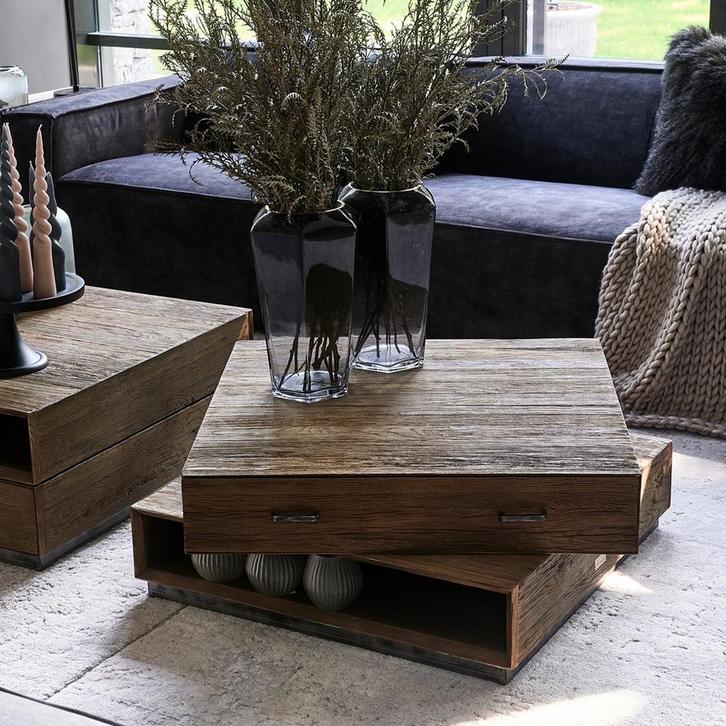 Riviera Maison Salontafel Hout Verstelbaar - Bruin, Huis en Inrichting, Tafels | Salontafels, Zo goed als nieuw, Minder dan 50 cm